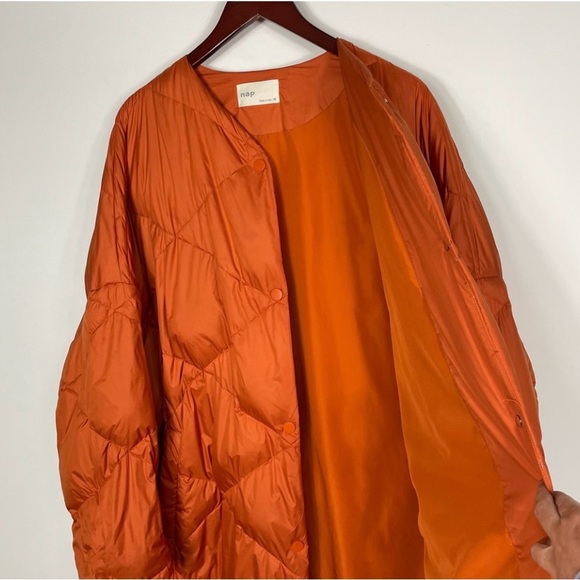 Nap Loungewear Ultra Light Down Coat in Orange Size XL - Picture 4 of 8